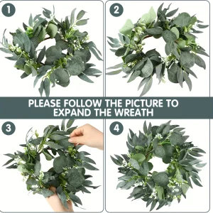 6pcs Candle Rings Artificial Eucalyptus Leaves Wreath