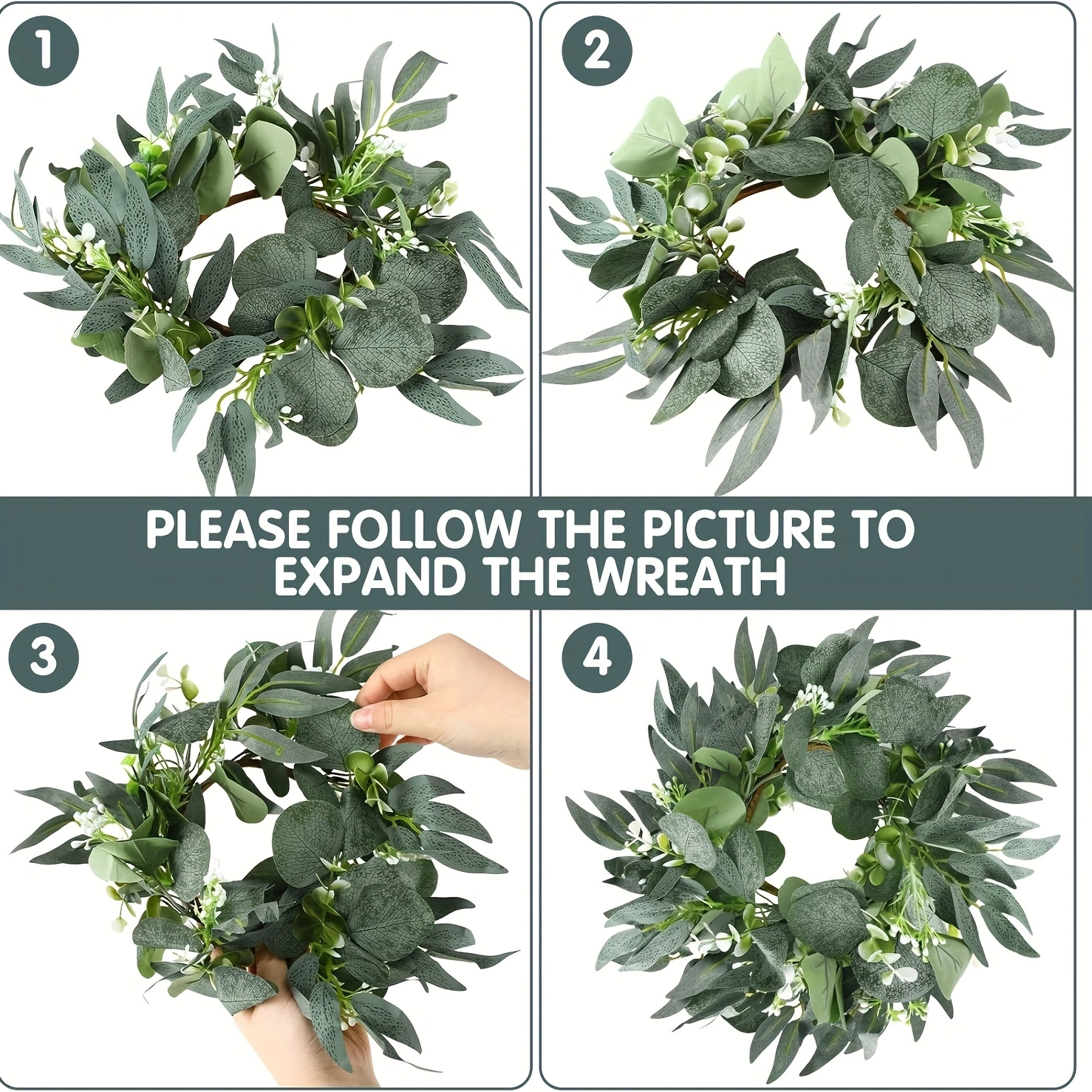 6pcs Candle Rings Artificial Eucalyptus Leaves Wreath
