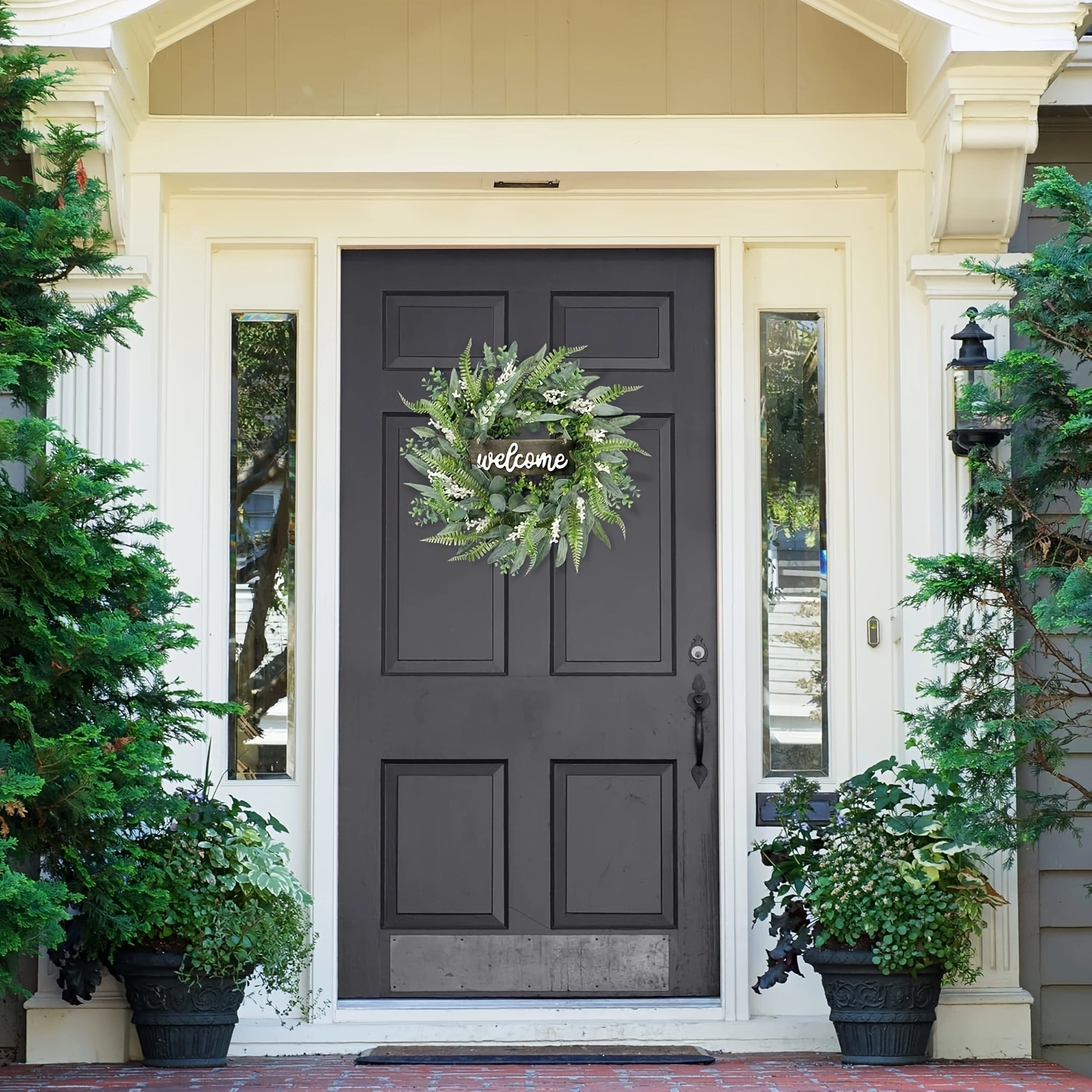 20" Welcome Eucalyptus Wreath with White Berries