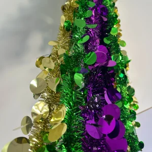 6pcs  Festive Wreath Decorations — Purple, Green & Golden Metallic