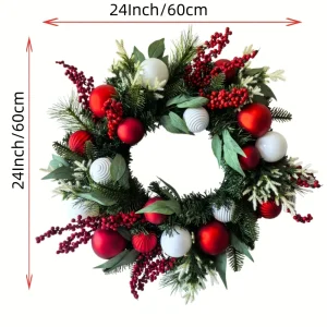 301276df-218e-45c7-86f2-7bac1ba34675.webp 24" Christmas Wreath with Berry Clusters & Ball Ornaments