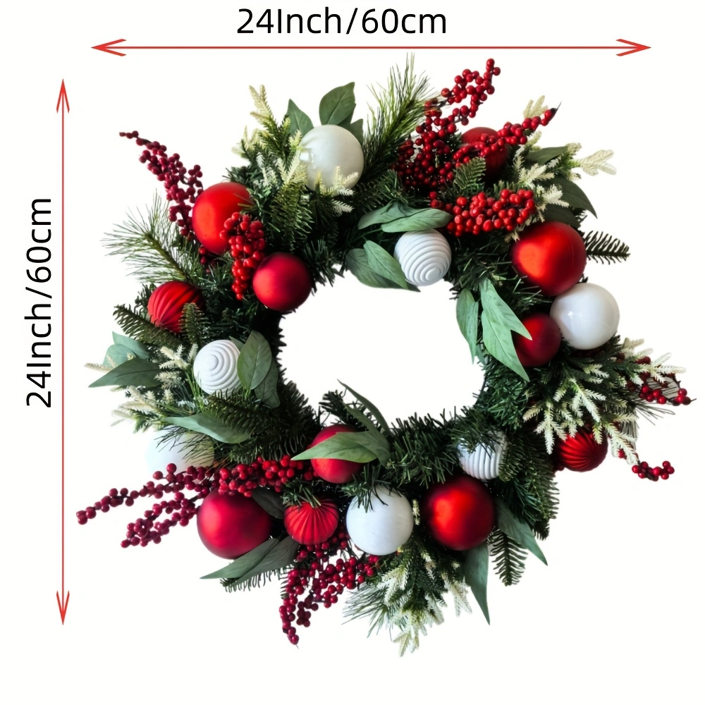 301276df-218e-45c7-86f2-7bac1ba34675.webp 24" Christmas Wreath with Berry Clusters & Ball Ornaments