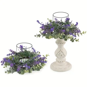 2pcs Lavender Decorative  Candle Ring Wreath