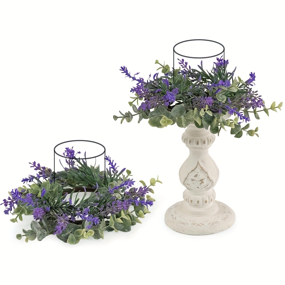 2pcs Lavender Decorative  Candle Ring Wreath