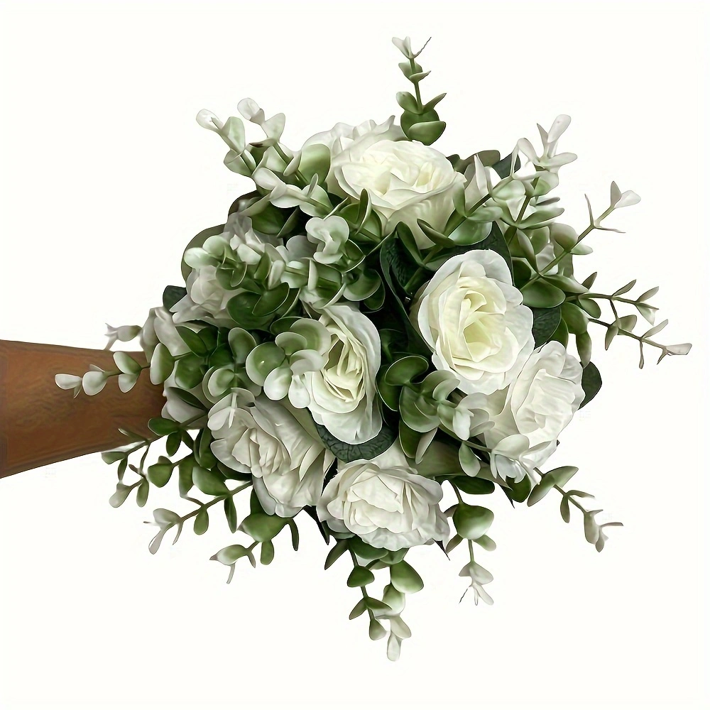 50pcs Ivory White Artificial Roses with Stems