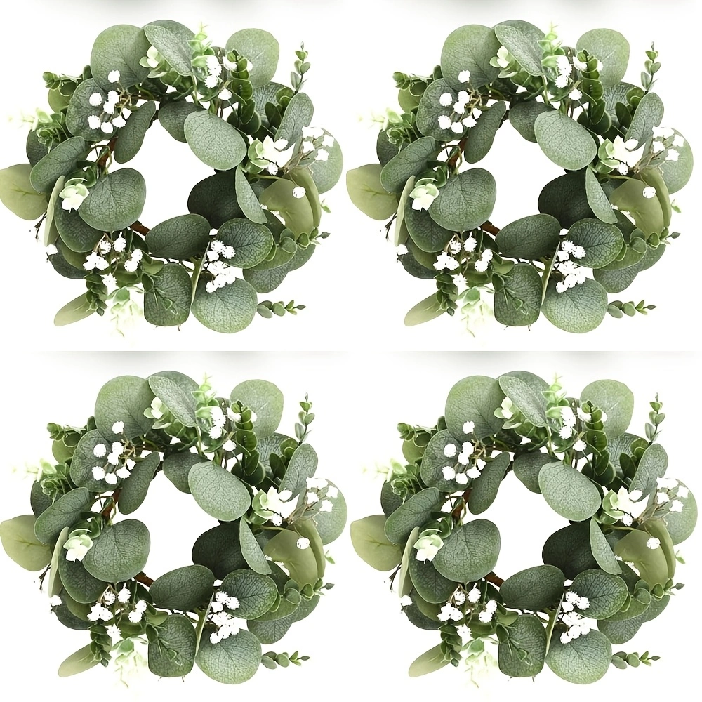 3657973d-6191-4069-b702-cf754532b128.webp 4pcs Eucalyptus & Baby's Breath Floral Candle Ring Wreaths