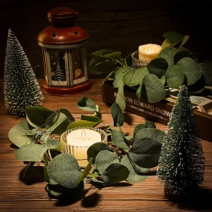 Candle Rings Artificial Eucalyptus Leaves Candle Wreaths