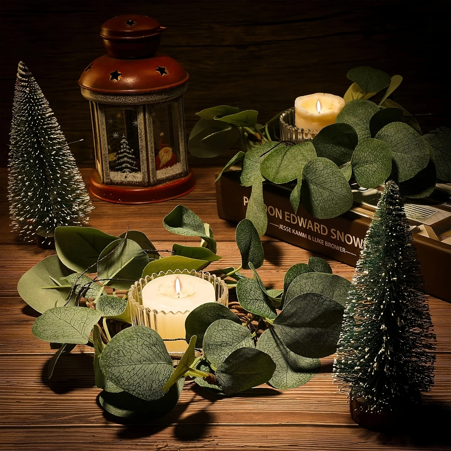 Candle Rings Artificial Eucalyptus Leaves Candle Wreaths