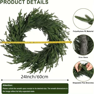 411d0939-e537-4ffd-bcb1-c7e3298c3a8f.webp 24" Artificial Pine Christmas Wreath