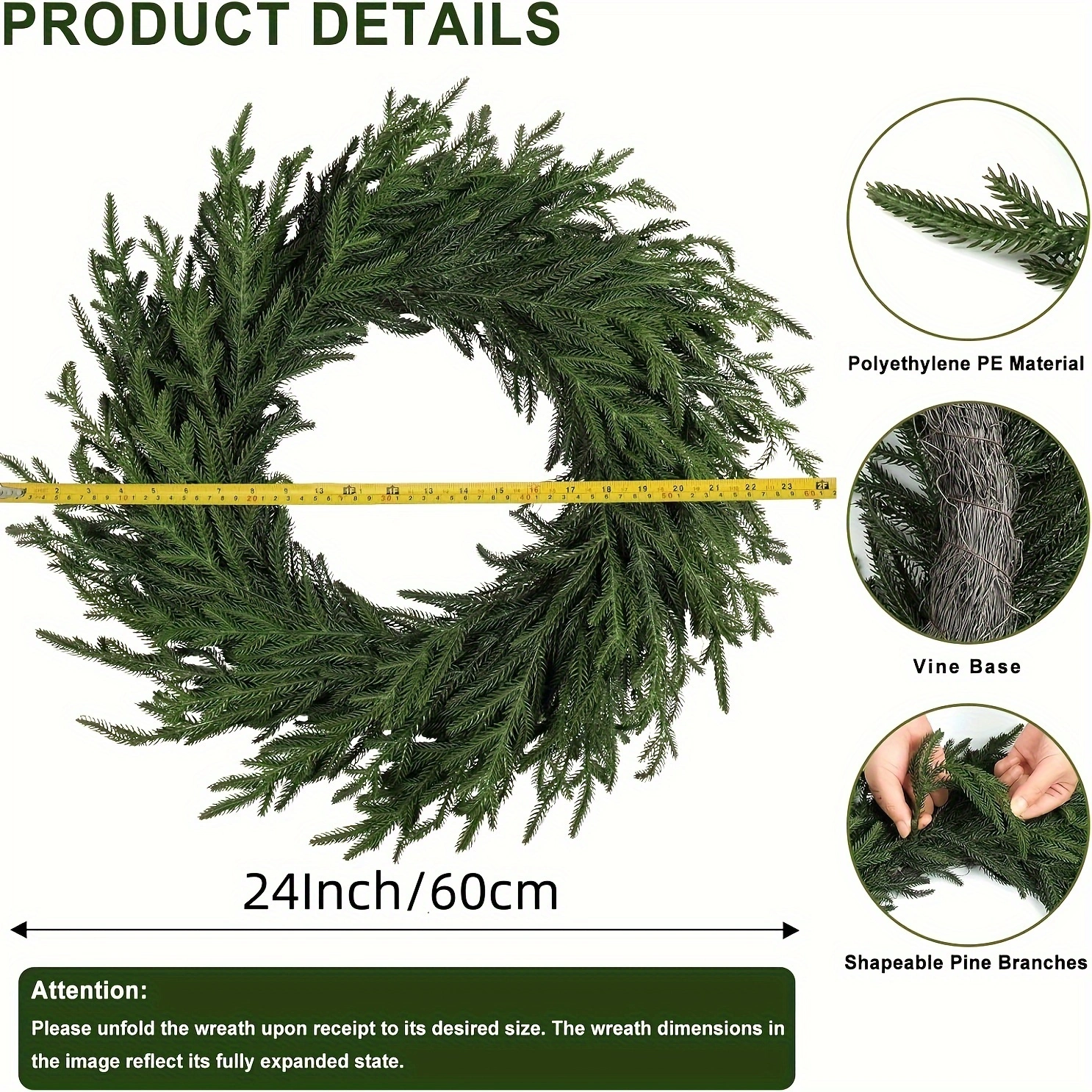 411d0939-e537-4ffd-bcb1-c7e3298c3a8f.webp 24" Artificial Pine Christmas Wreath