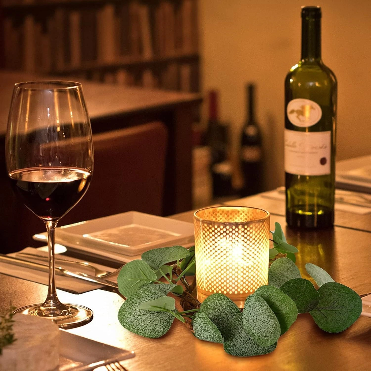 Candle Rings Artificial Eucalyptus Leaves Candle Wreaths
