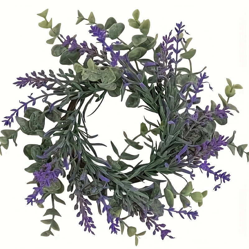 2pcs Lavender Decorative  Candle Ring Wreath
