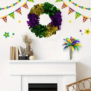 18" Mardi Gras Wreath — Purple, Gold & Green