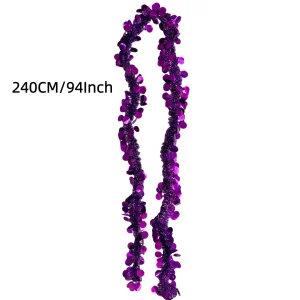 6pcs  Festive Wreath Decorations — Purple, Green & Golden Metallic