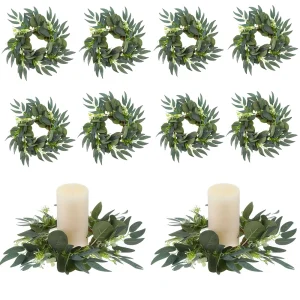 Candle Rings Artificial Eucalyptus Leaves Candle Wreaths