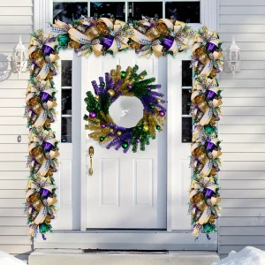 673caacbb965812cf4e3353859c1812b.webp 18" Mardi Gras Ball Decoration Wreath
