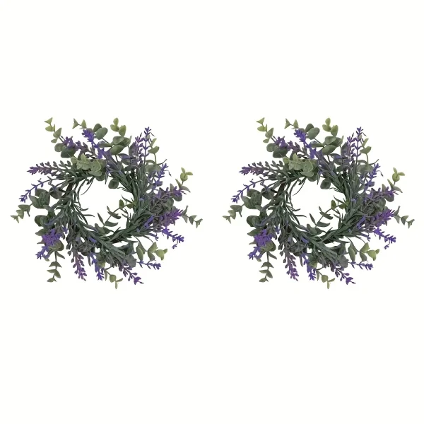 2pcs Lavender Decorative  Candle Ring Wreath