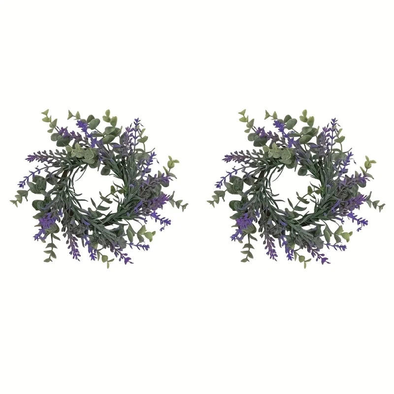 2pcs Lavender Decorative  Candle Ring Wreath