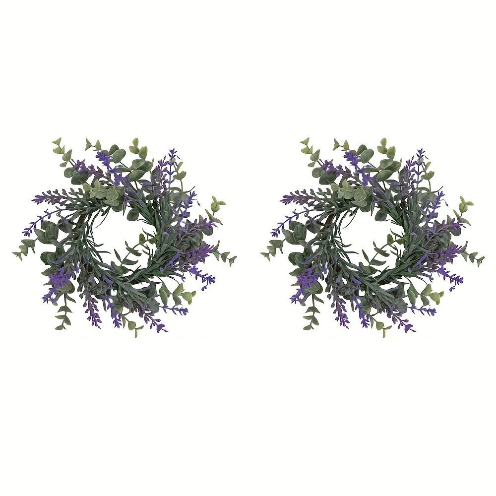 2pcs Lavender Decorative  Candle Ring Wreath
