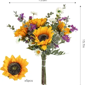 71G825VbmcL._AC_SL1500_.webp Artificial Sunflowers Fake Cemetery Flowers for Grave Bouquet