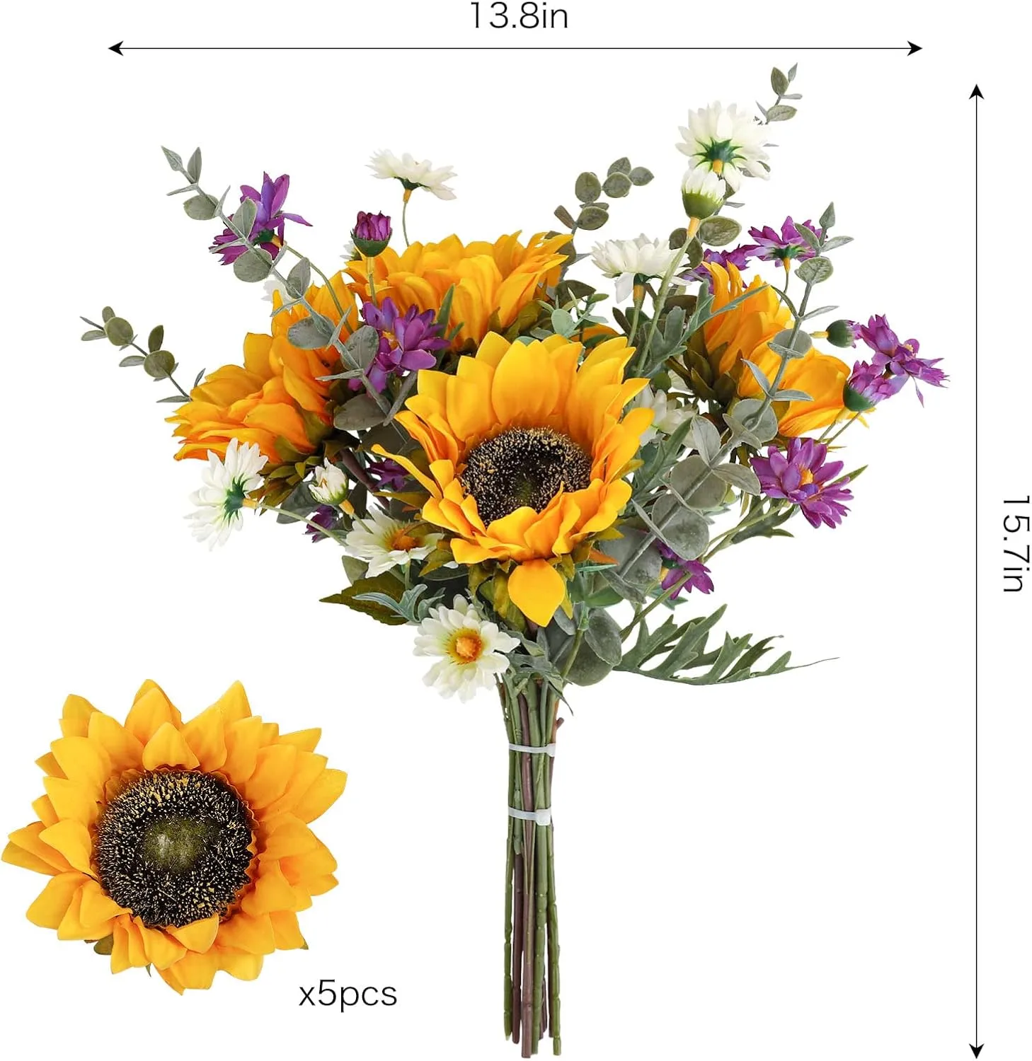 71G825VbmcL._AC_SL1500_.webp Artificial Sunflowers Fake Cemetery Flowers for Grave Bouquet