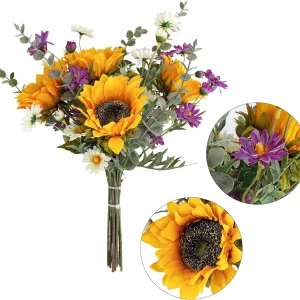 71o39e3gY2L._AC_SL1500_.webp Artificial Sunflowers Fake Cemetery Flowers for Grave Bouquet