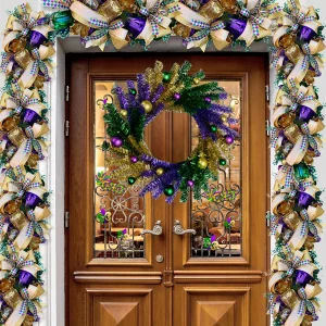7a3f2f60368ff9a927e486487e848862.webp 18" Mardi Gras Ball Decoration Wreath