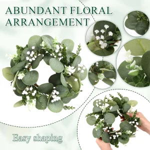 7dd7a039-0140-4605-bc21-adbb67dca126.webp 4pcs Eucalyptus & Baby's Breath Floral Candle Ring Wreaths