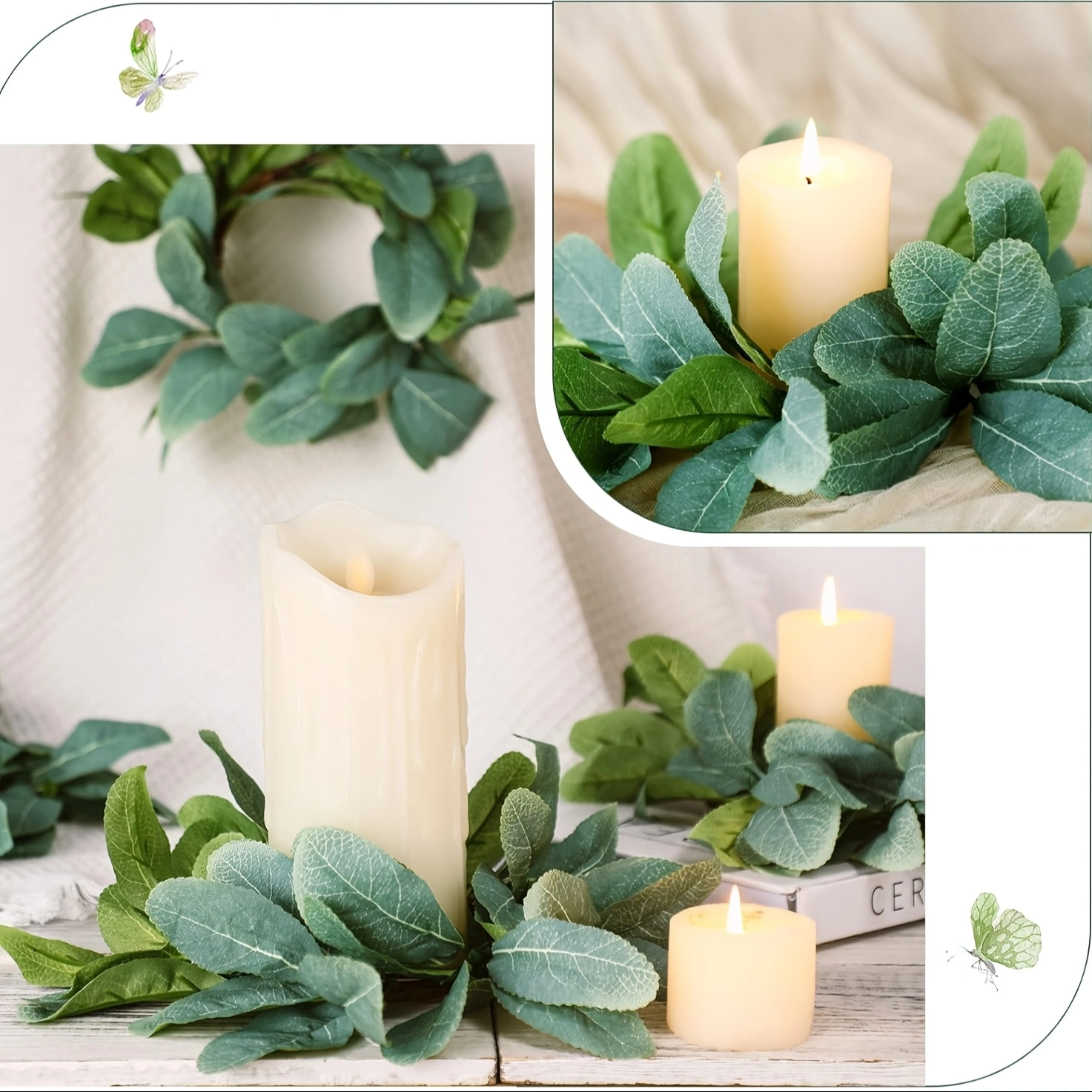 Wedding Eucalyptus Candle Rings