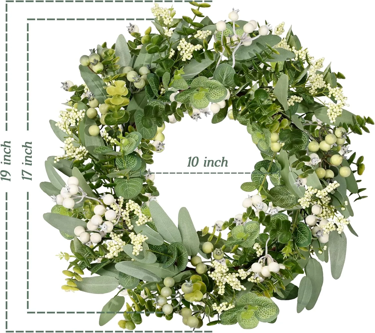 20" Green Eucalyptus & Boxwood Wreath with Berries — Year Round Front Door