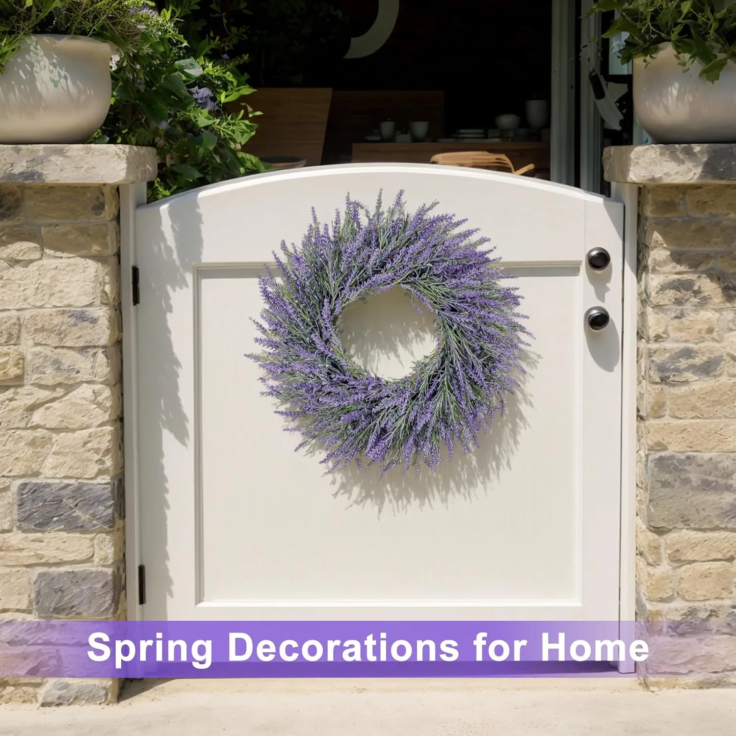 20 Inch Summer Spring Wreaths for Front Door Romance Lavender Wreath