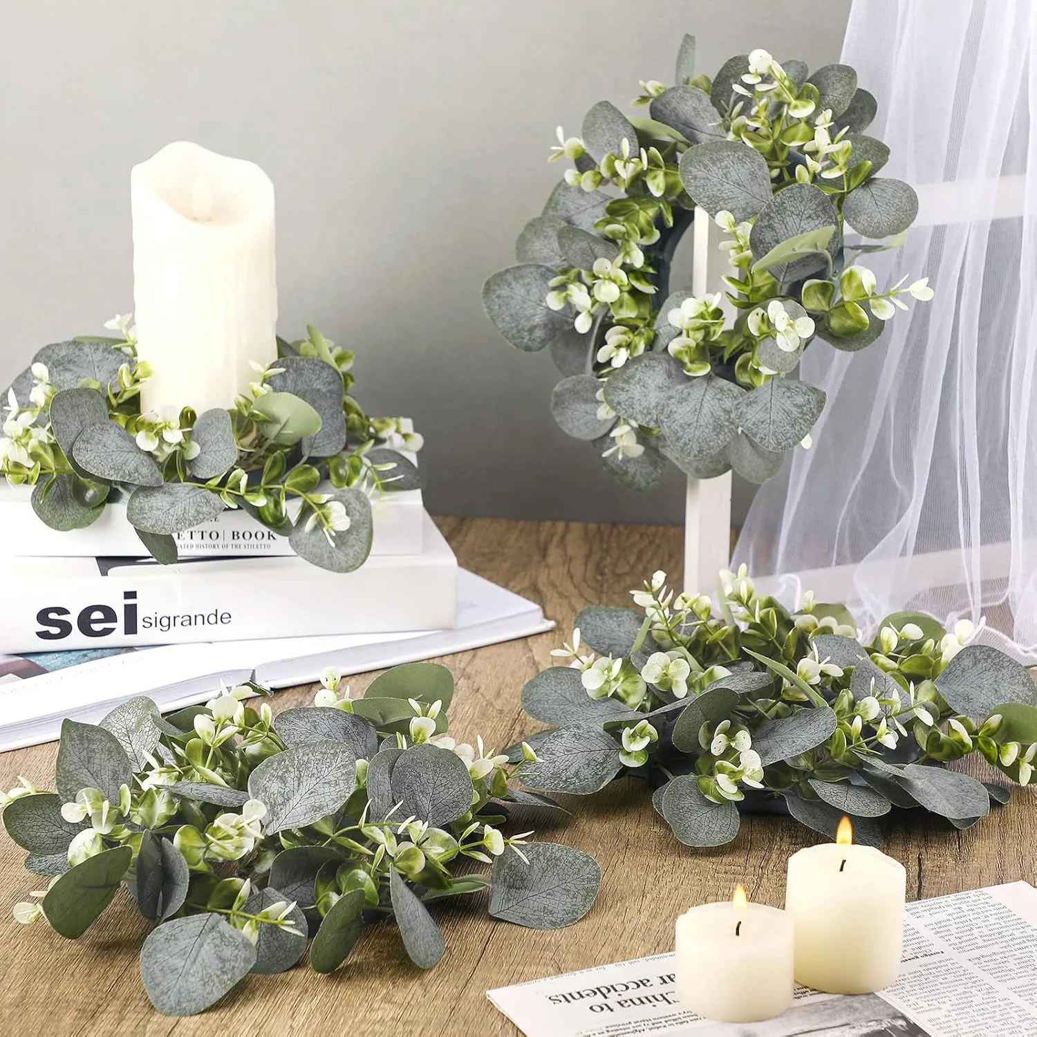 Eucalyptus Leaf Wreath Artificial Cabinet Wreath Christmas Candle Wreath