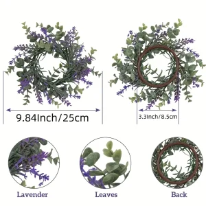2pcs Lavender Decorative  Candle Ring Wreath