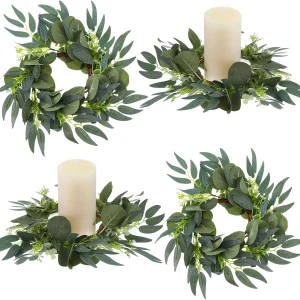 Boho Eucalyptus Candle Rings - Set of 10
