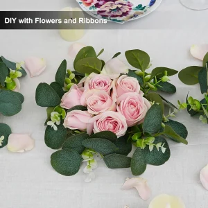 10pcs Plastic Artificial Eucalyptus Leaf Boho Style Candle Rings