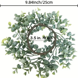6pcs Artificial Eucalyptus Leaves Candle Rings