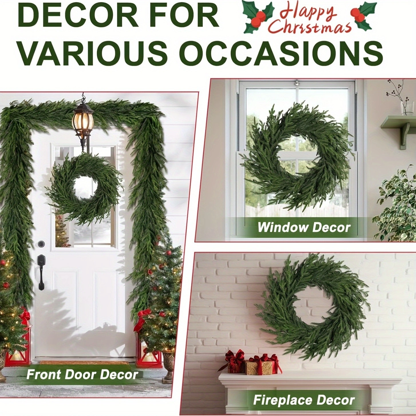 9bdcfb601569e9a3853e377e49f90657_1728766669047.webp 24" Artificial Pine Christmas Wreath