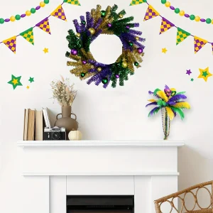 a0c94bc537c2e1fe1748aece0e998b38.webp 18" Mardi Gras Ball Decoration Wreath