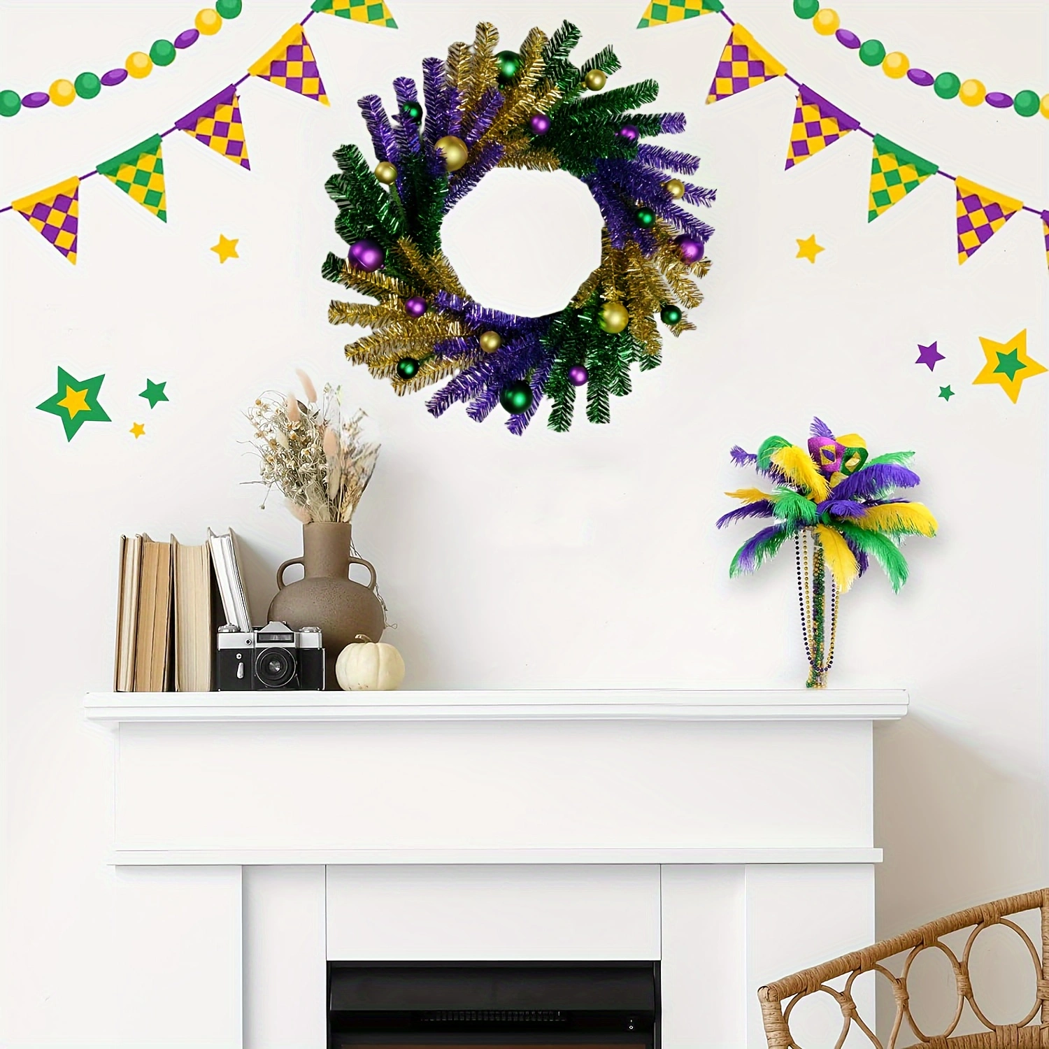a0c94bc537c2e1fe1748aece0e998b38.webp 18" Mardi Gras Ball Decoration Wreath