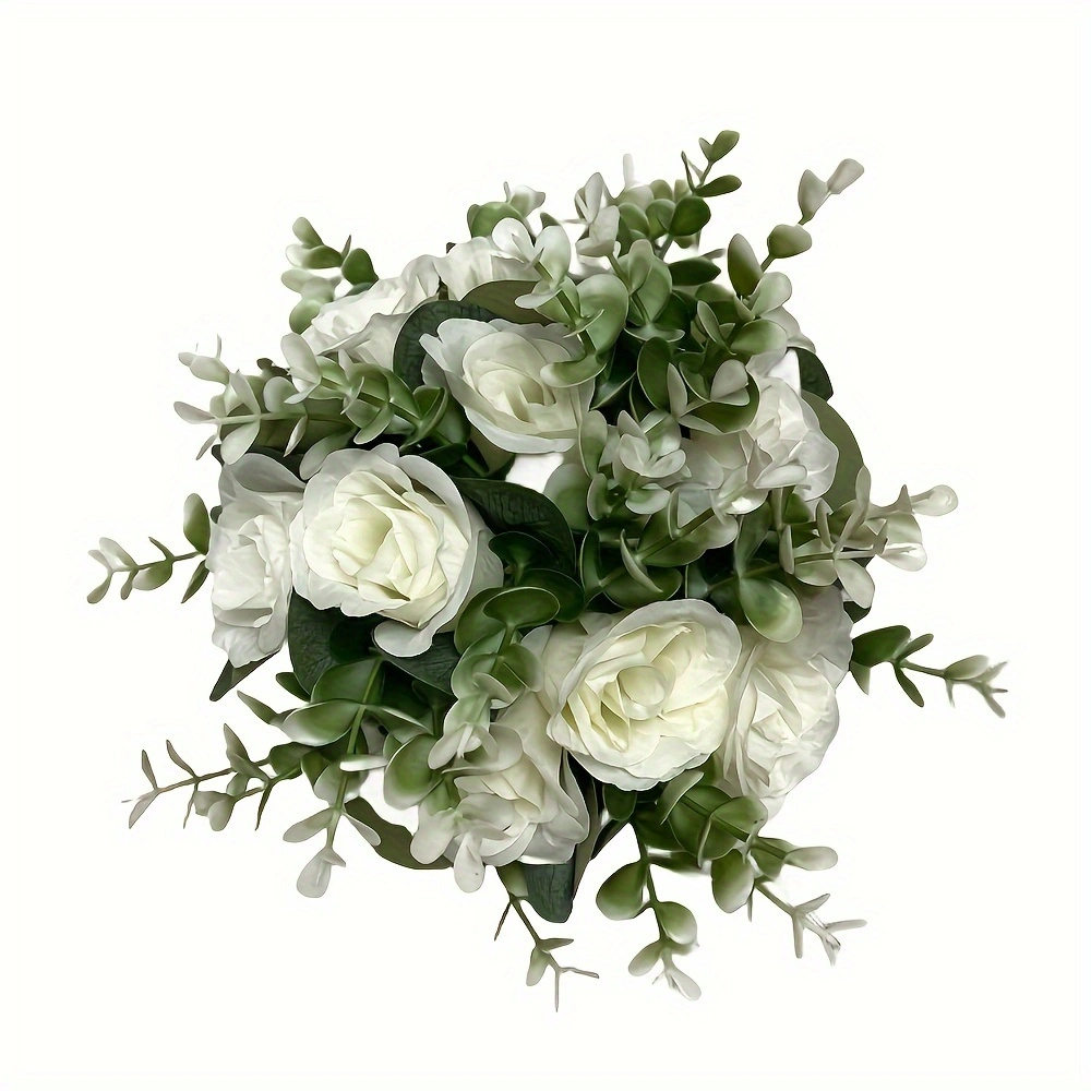 50pcs Ivory White Artificial Roses with Stems