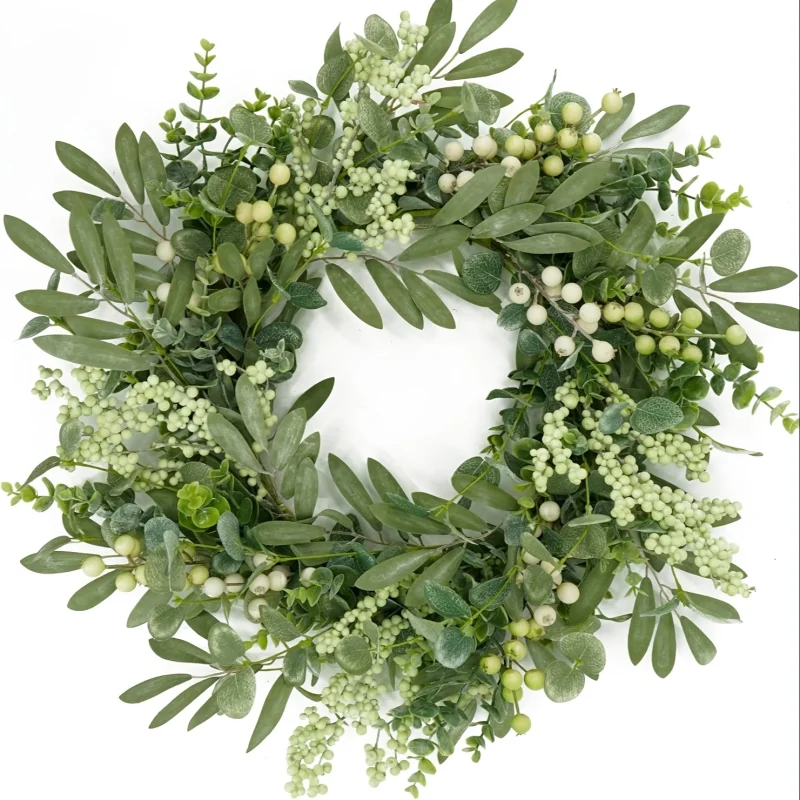 20" Eucalyptus & Olive Leaf Wreath with Berries