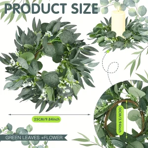 6pcs Candle Rings Artificial Eucalyptus Leaves Wreath