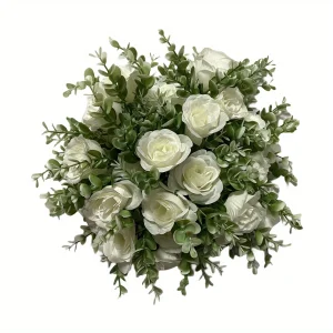 50pcs Ivory White Artificial Roses with Stems