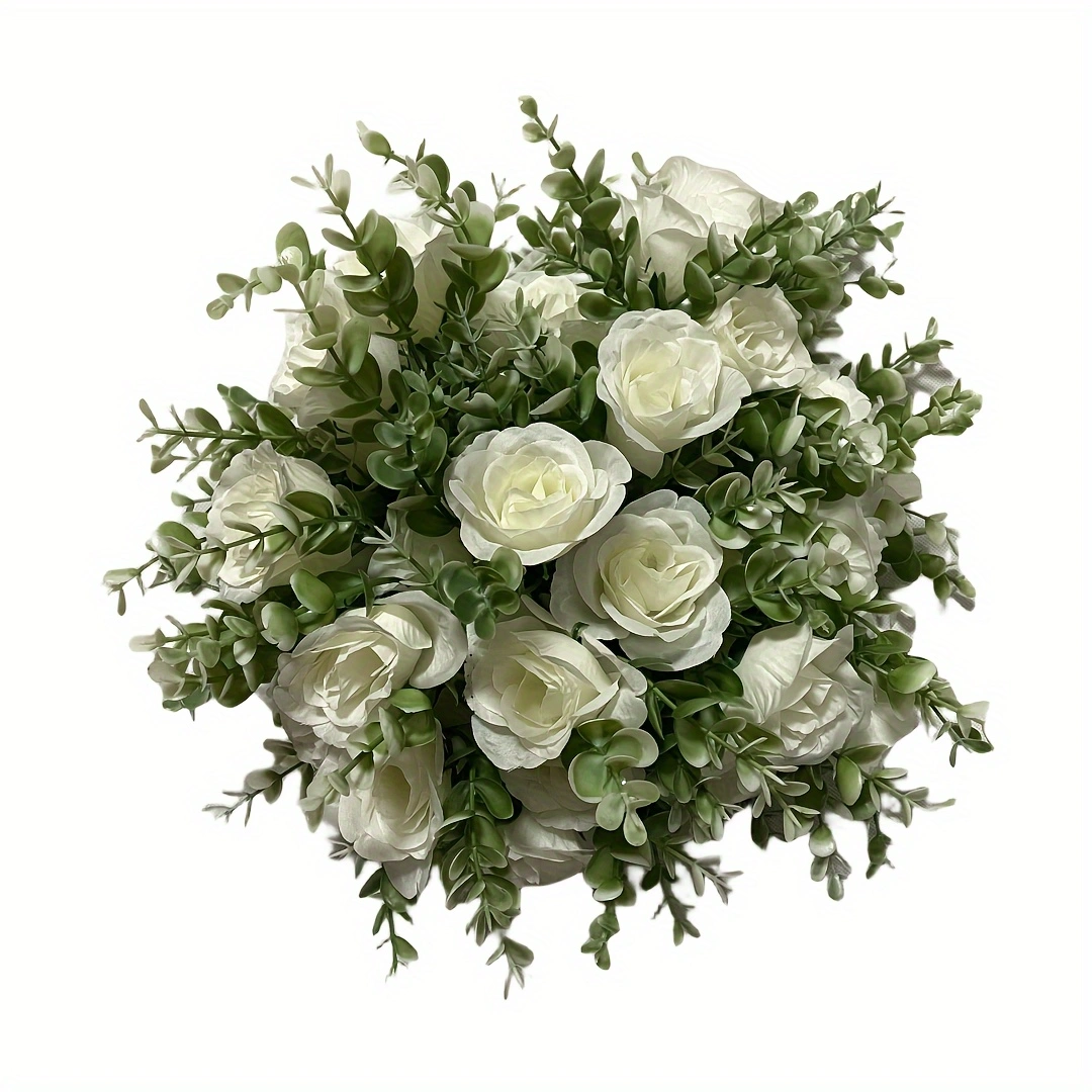 50pcs Ivory White Artificial Roses with Stems