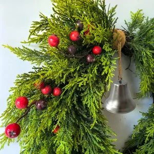 20" Red Berry Christmas Pine Wreath with Bell