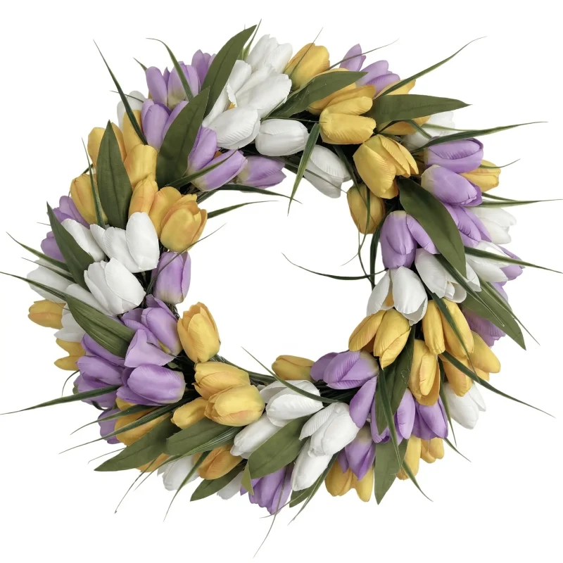 d38c049565194b7a83ba98b3a317bee7 20 Inch Tulip Wreath for Front Door - Four styles