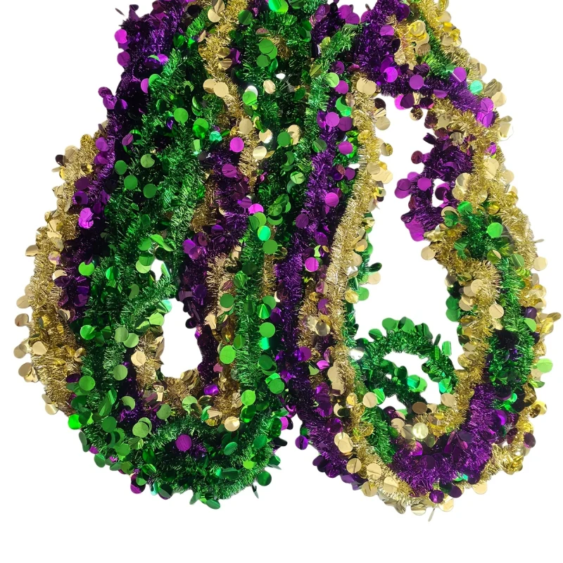 6pcs  Festive Wreath Decorations — Purple, Green & Golden Metallic