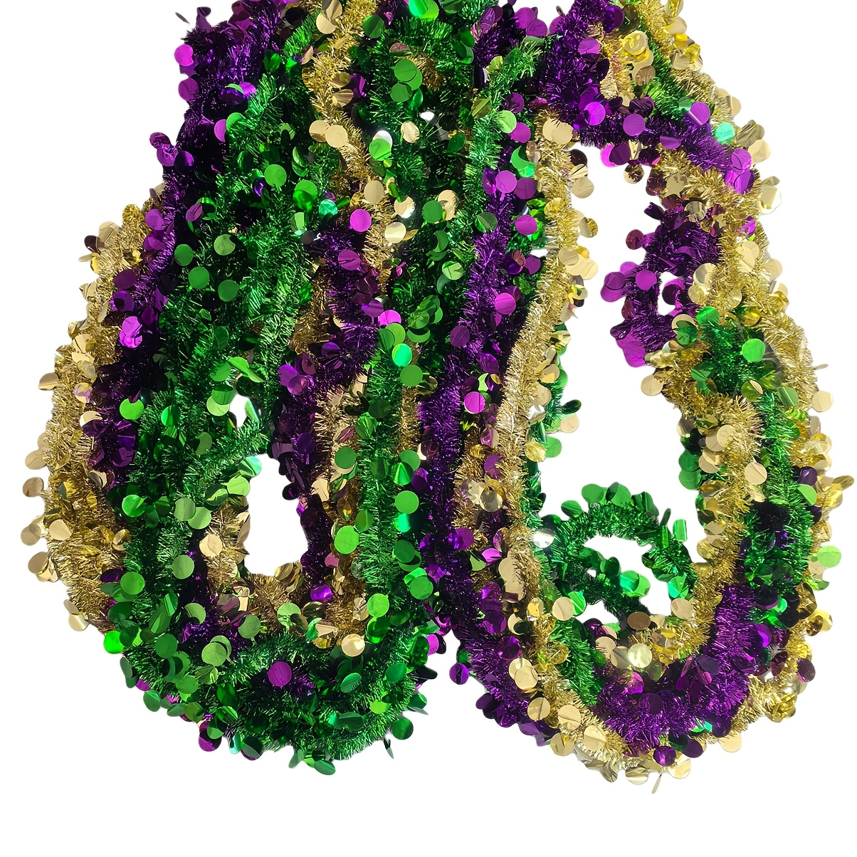 6pcs  Festive Wreath Decorations — Purple, Green & Golden Metallic