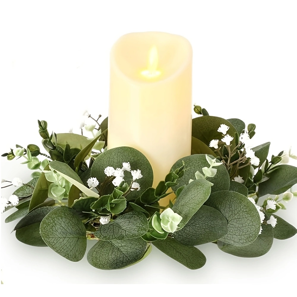 dba3a672-0df6-41f7-bac1-d7455b5d5750.webp 4pcs Eucalyptus & Baby's Breath Floral Candle Ring Wreaths