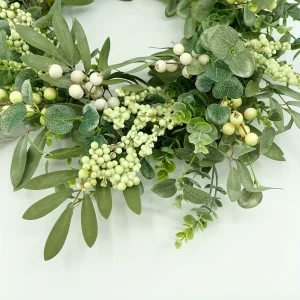 20" Eucalyptus & Olive Leaf Wreath with Berries